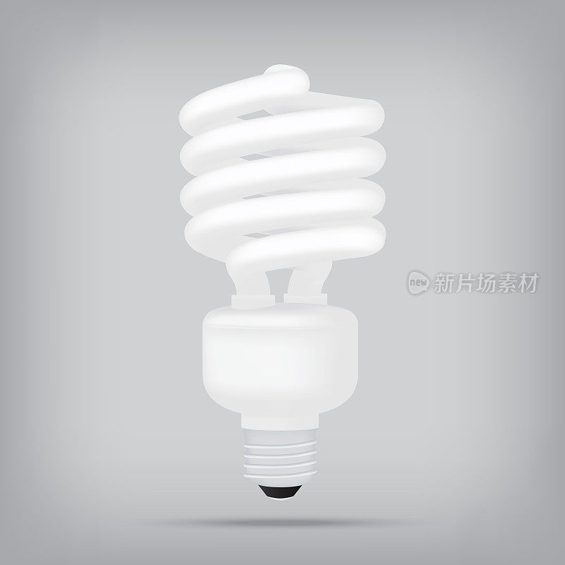 流行紧凑型荧光灯白色节能灯泡现实孤立矢量