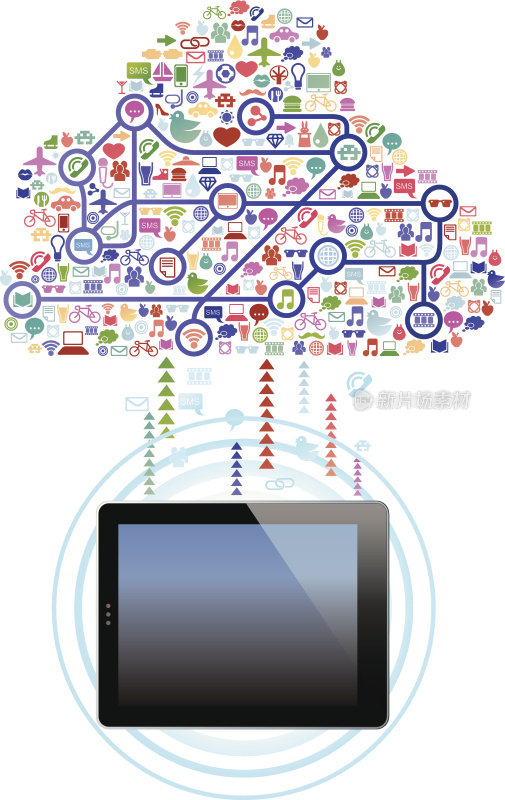 与社交媒体相连的数字平板电脑