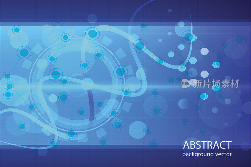 分子抽象蓝色背景向量医学插图。