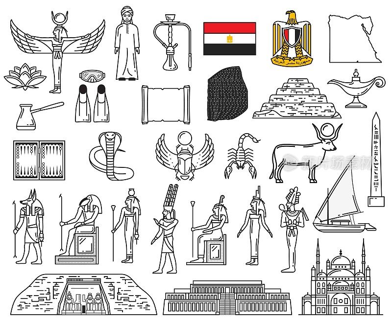 埃及的神、地标和宗教符号