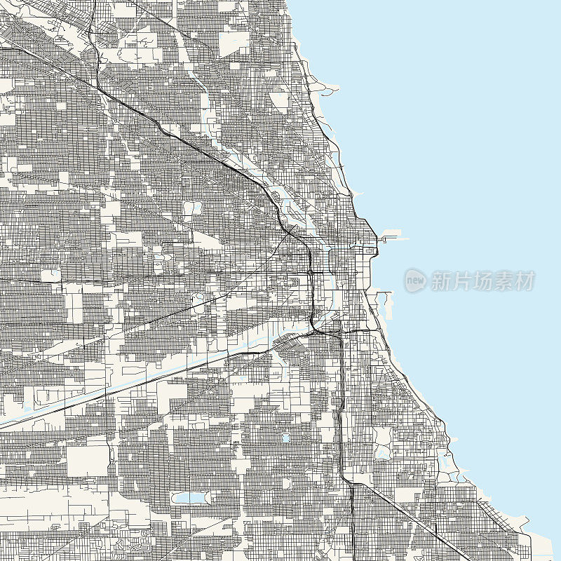 芝加哥伊利诺斯-矢量地图