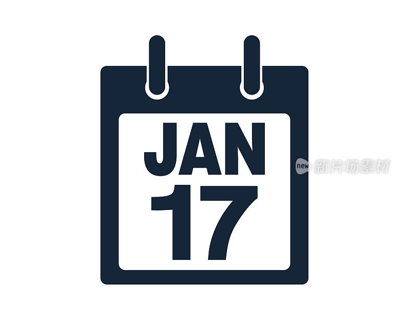 1月17日日历图标股票矢量插图