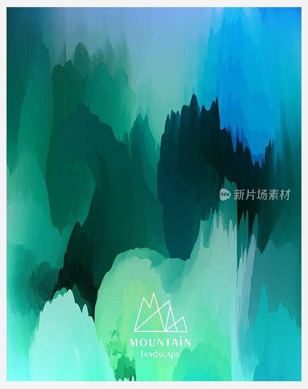 抽象水彩中国画山水画背景海报