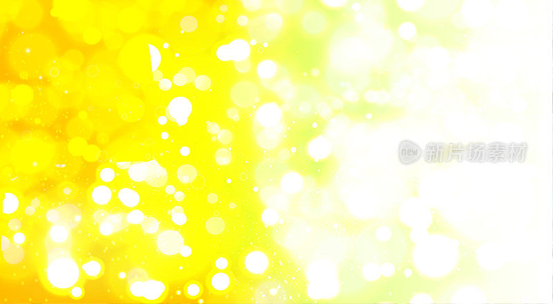 黄色模糊抽象背景。模糊的美丽闪亮的圣诞彩灯