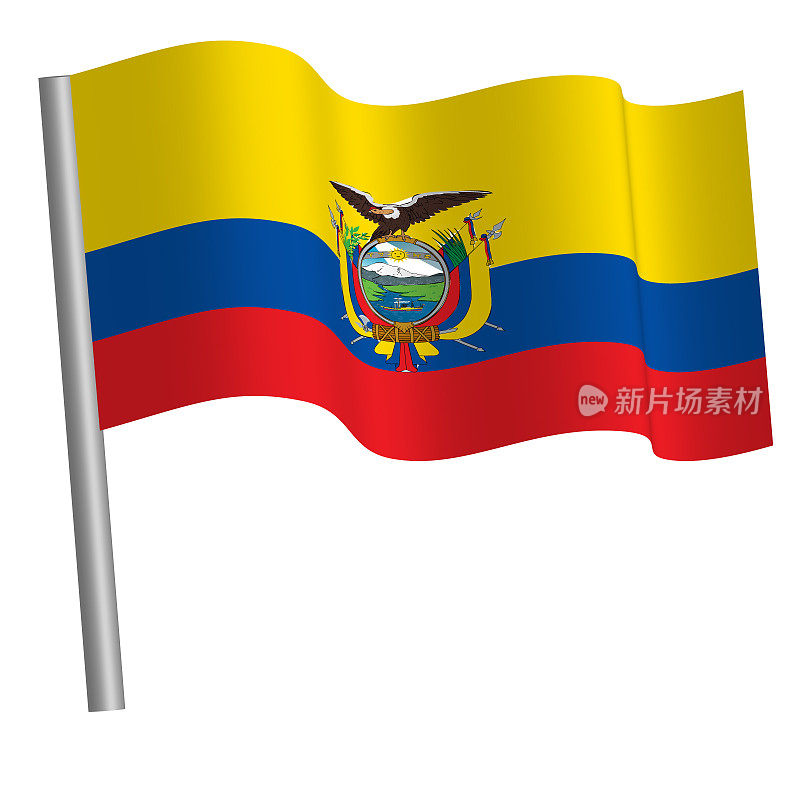 旗杆上飘扬的厄瓜多尔国旗