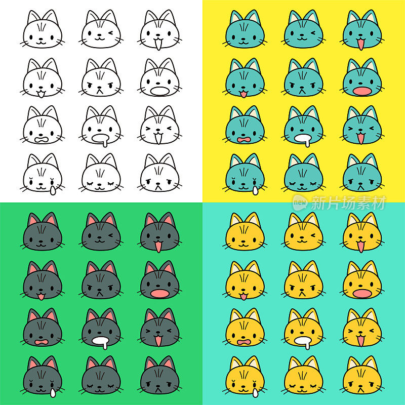 面部表情(Emoticons)收集可爱的猫