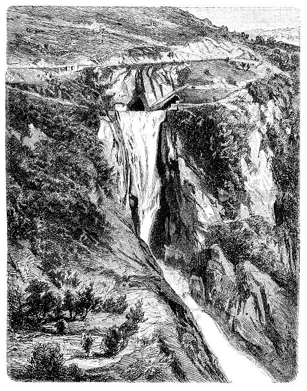 蒂沃利瀑布和它的石灰华构造