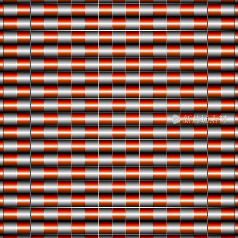 格子图案的红色和银色反光金属方块芯片在矩阵