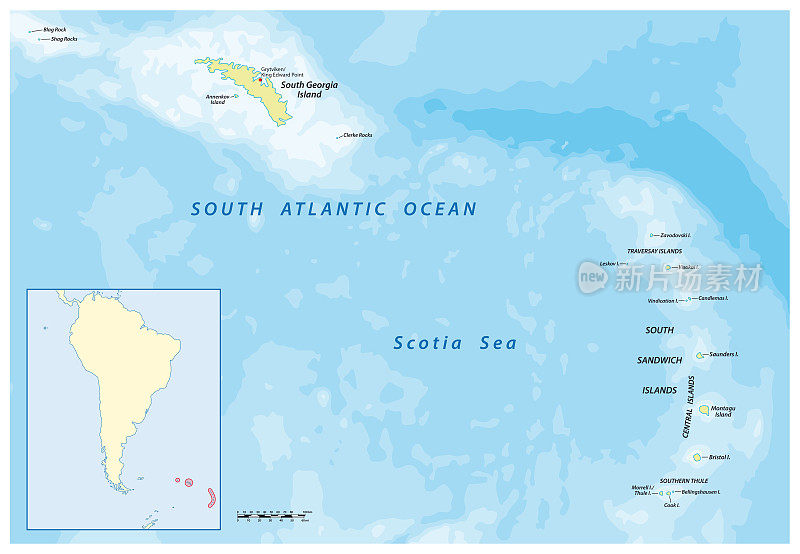 南乔治亚和南桑威奇群岛矢量地图