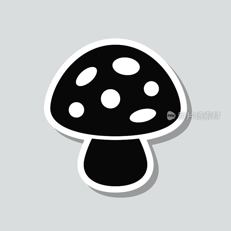 蘑菇。灰色背景上的图标贴纸
