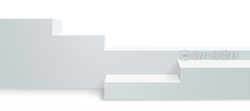 平台背景，矢量基座平台或展台显示，3D渲染。白色产品展示平台，以楼梯或平台为背景