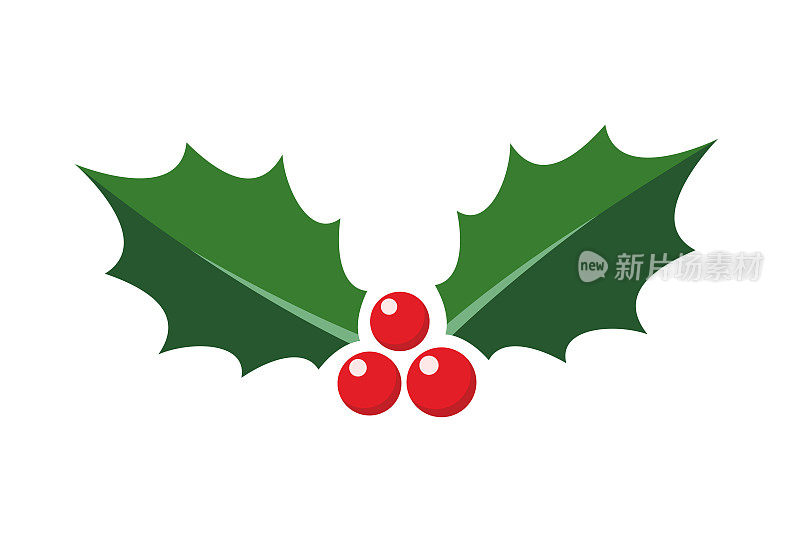 冬青浆果图标。圣诞节的象征