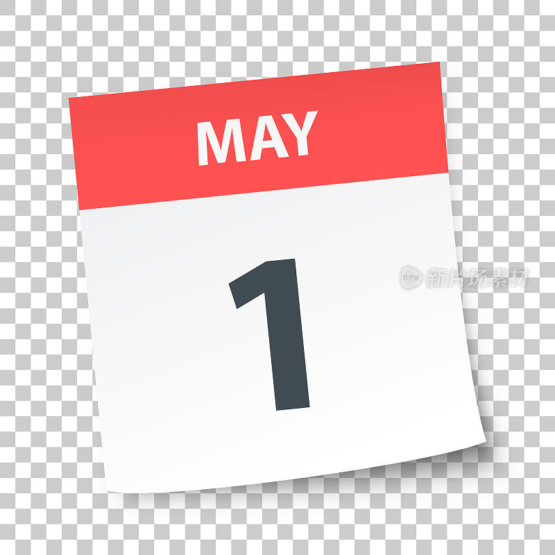5月1日――空白背景上的每日日历