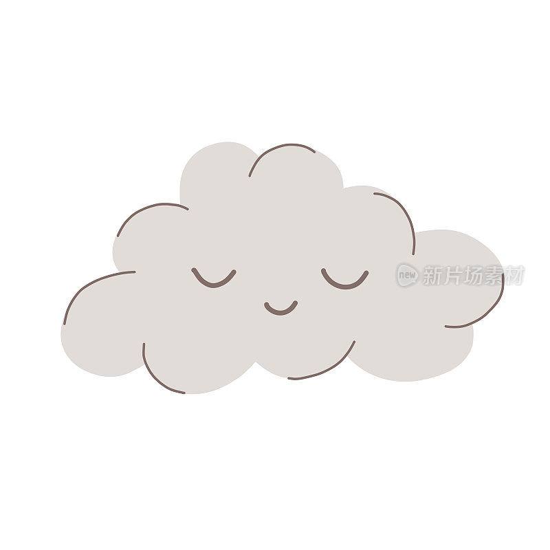 波西米亚彩虹云托儿所。可爱的小卡片。睡抽象拱与云。矢量卡通插图在白色背景。