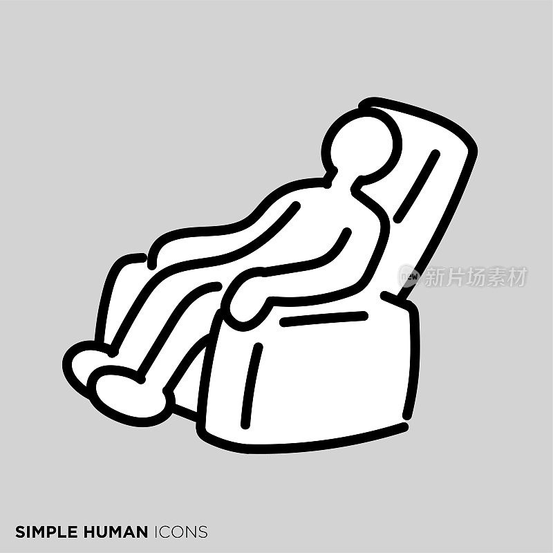 一个简单的人的姿势插图“坐在按摩椅上的人”