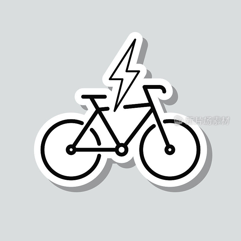 电动自行车负责。图标贴纸在灰色背景
