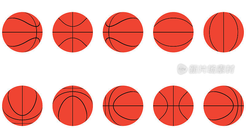 篮球每45度角中空透明背景阿尔法通道