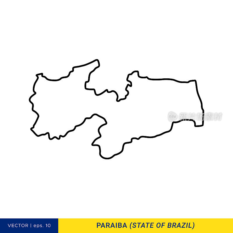 帕莱巴州轮廓图-巴西矢量股票插图设计模板。
