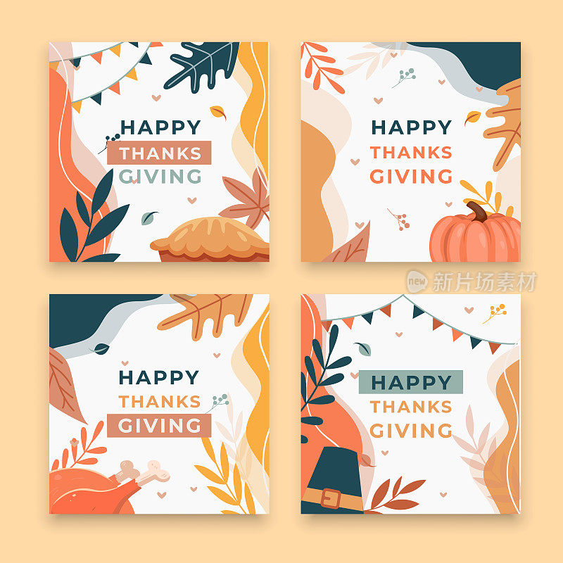 感恩节卡片背景，感恩节社交媒体模板
