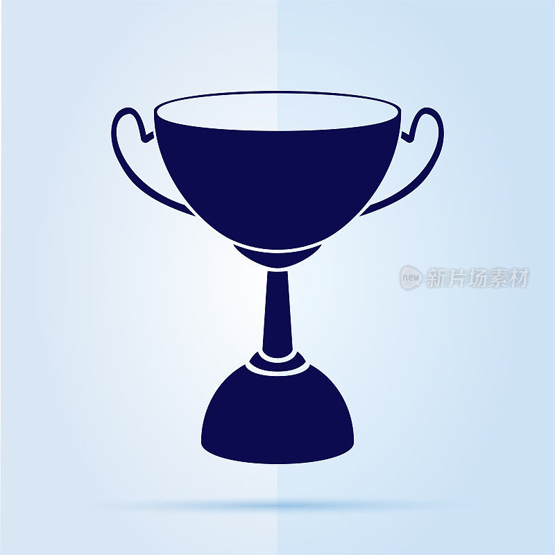 蓝色背景上的奖杯图标。