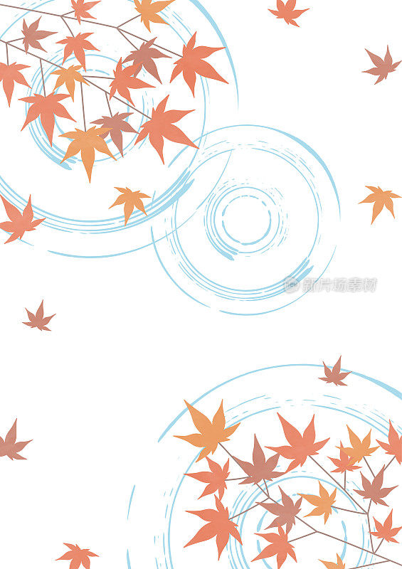 背景插图的秋叶和涟漪