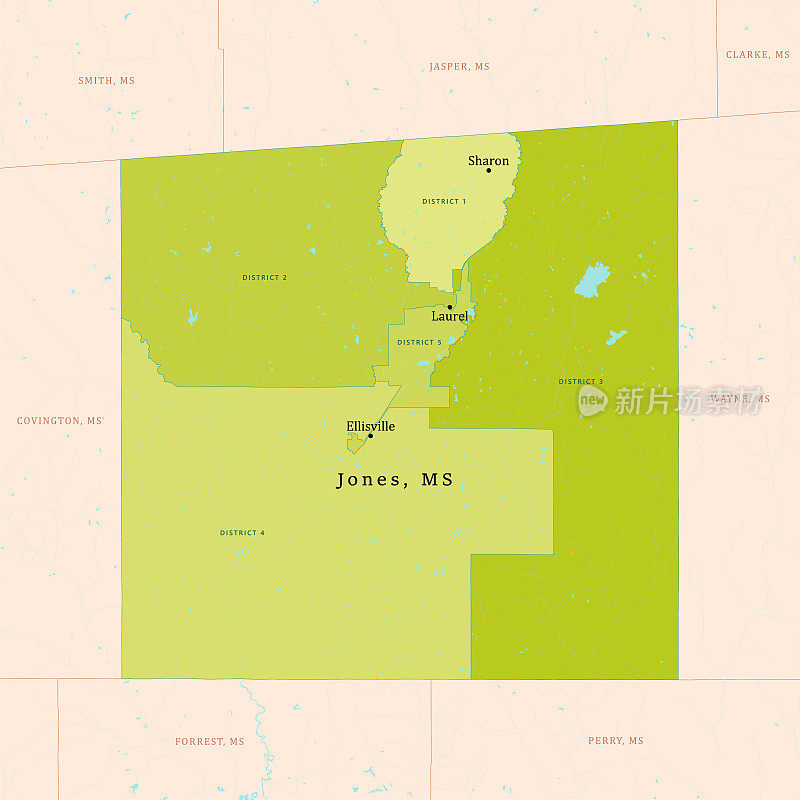 琼斯县矢量地图