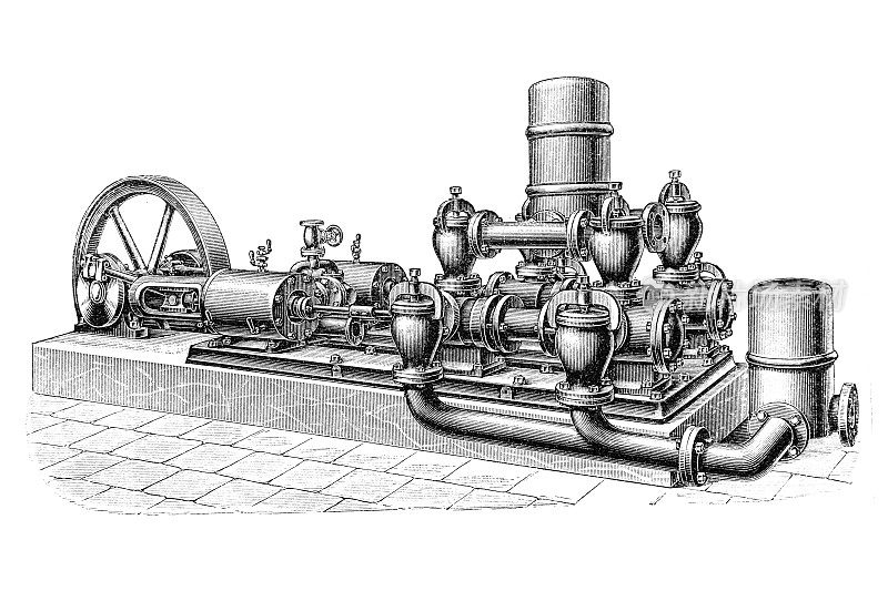 老式泵，四作用轴泵