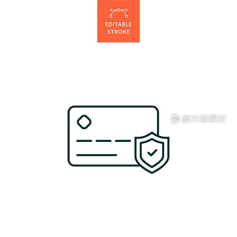 带有可编辑笔画的信用卡安全线路图标。Icon适用于网页设计、移动应用、UI、UX和GUI设计。