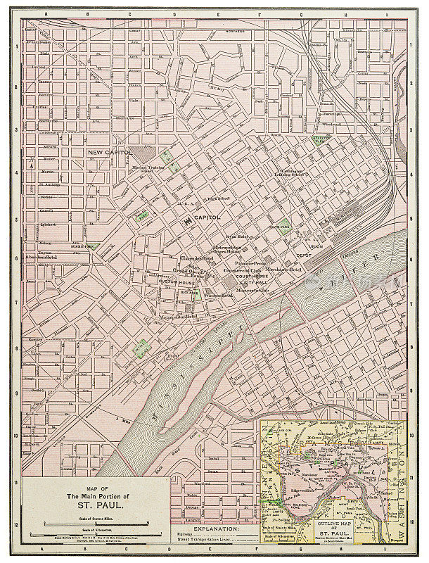 明尼苏达州圣保罗市地图，1899年