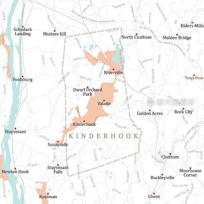 纽约哥伦比亚肯德胡克矢量地图