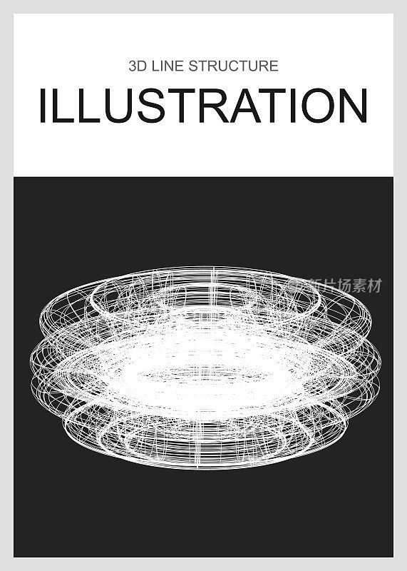 矢量3D线艺术结构模型模式概念说明