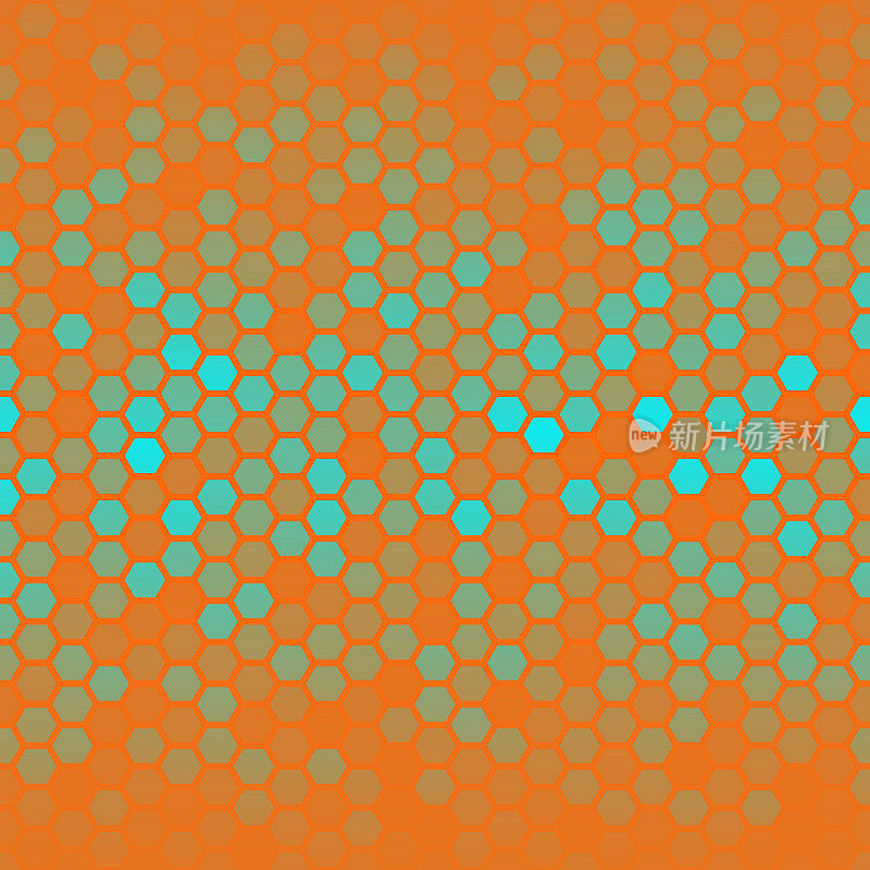 抽象几何背景-六角形马赛克与橙色梯度