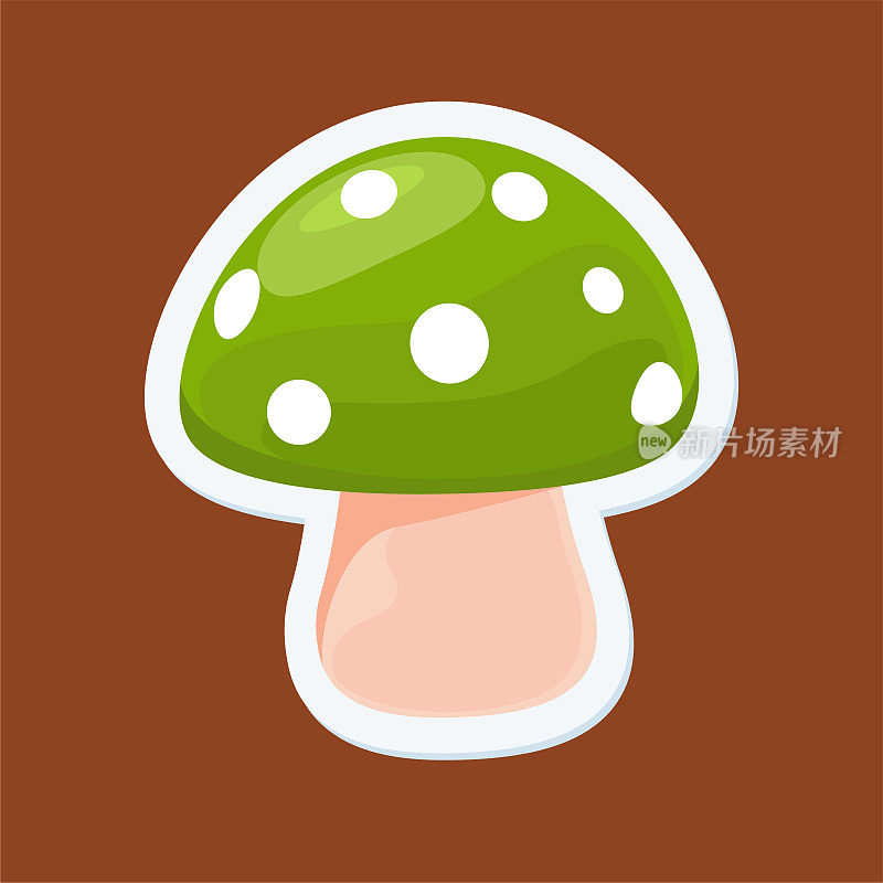 可爱的绿色蘑菇。孤立矢量图
