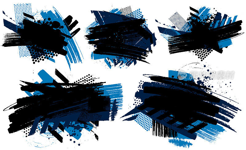 现代黑色和蓝色的grunge纹理和图案矢量