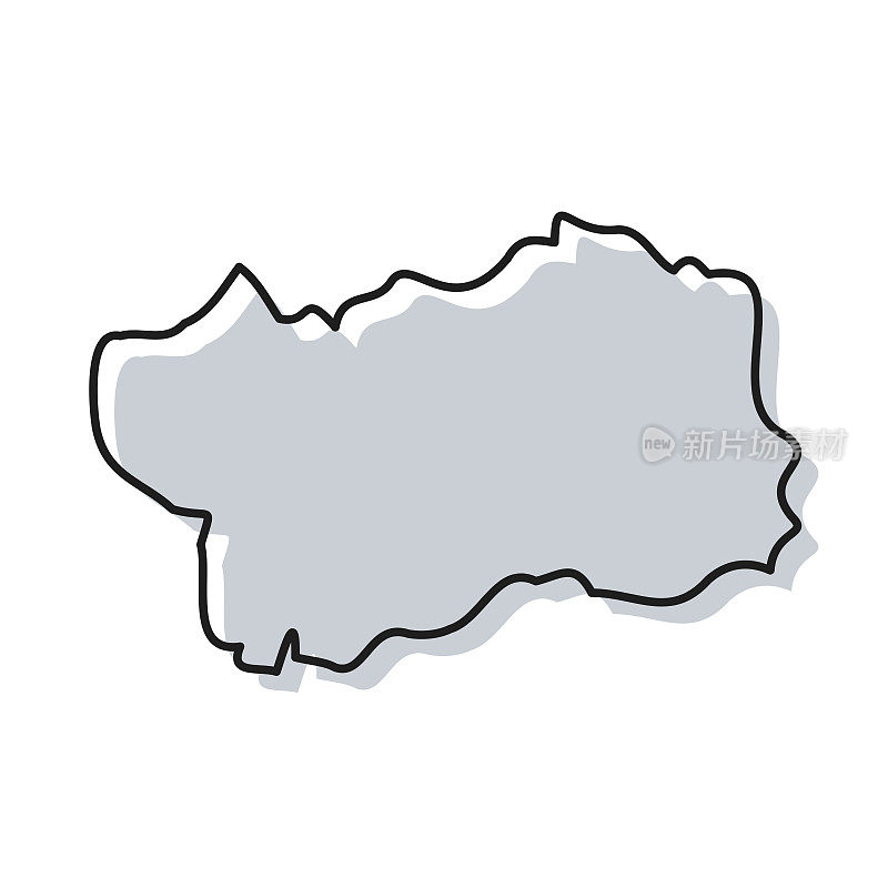 奥斯塔山谷地图手绘在白色背景-时尚的设计