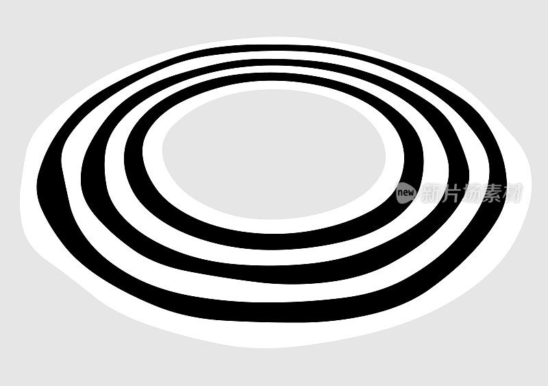 透视灰上几个凹凸不平的黑白同心圆;每个条纹是独立的。