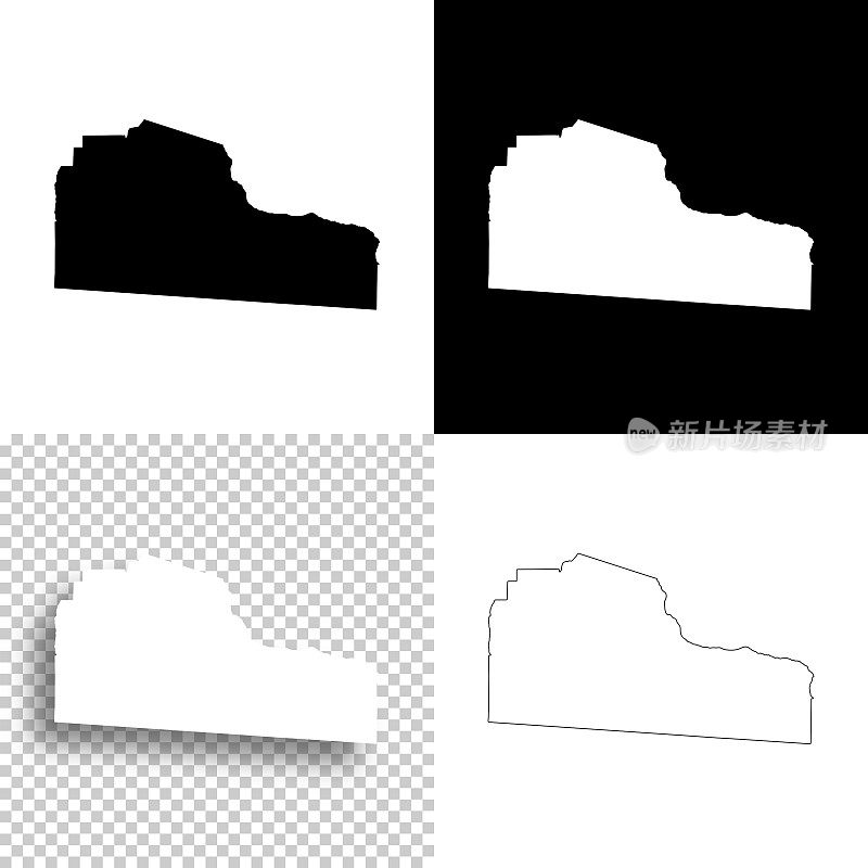 乔治亚州埃克尔斯县。设计地图。空白，白色和黑色背景