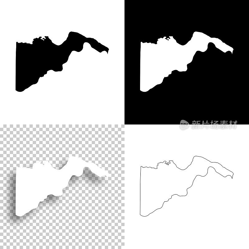 密苏里州圣查尔斯县。设计地图。空白，白色和黑色背景