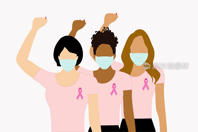 不同种族背景的女性希望通过佩戴粉色癌症丝带来引起人们对宣传月的关注