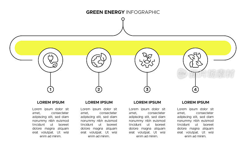 绿色能源信息图表模板-可再生能源，太阳能，可持续资源，零浪费，生态