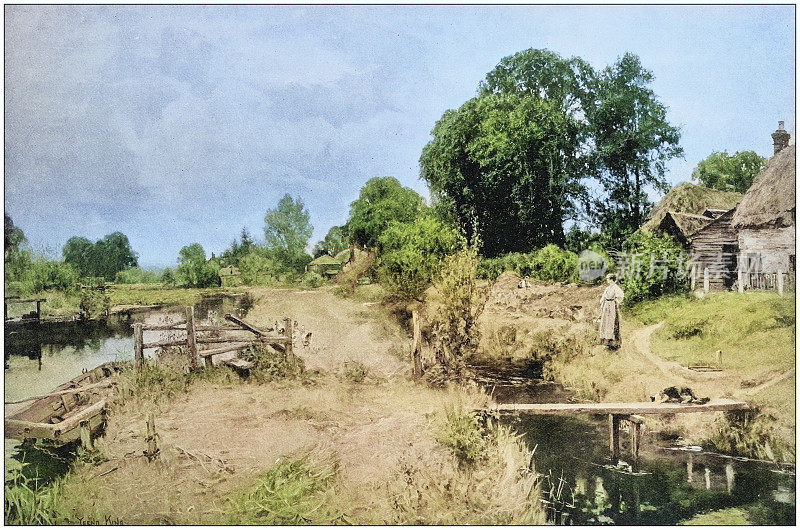 古董绘画照片:风景