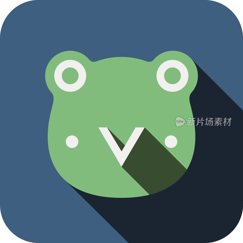 青蛙脸平面图标设计。动物系列图标。