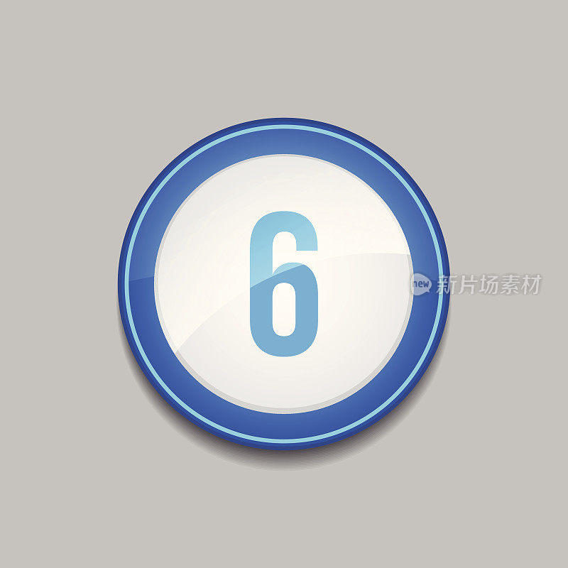 6数字圆形矢量蓝色Web图标按钮