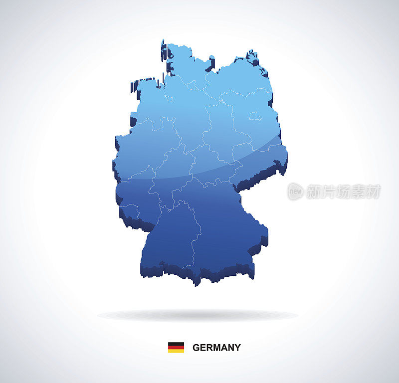 德国地图-三维矢量插图