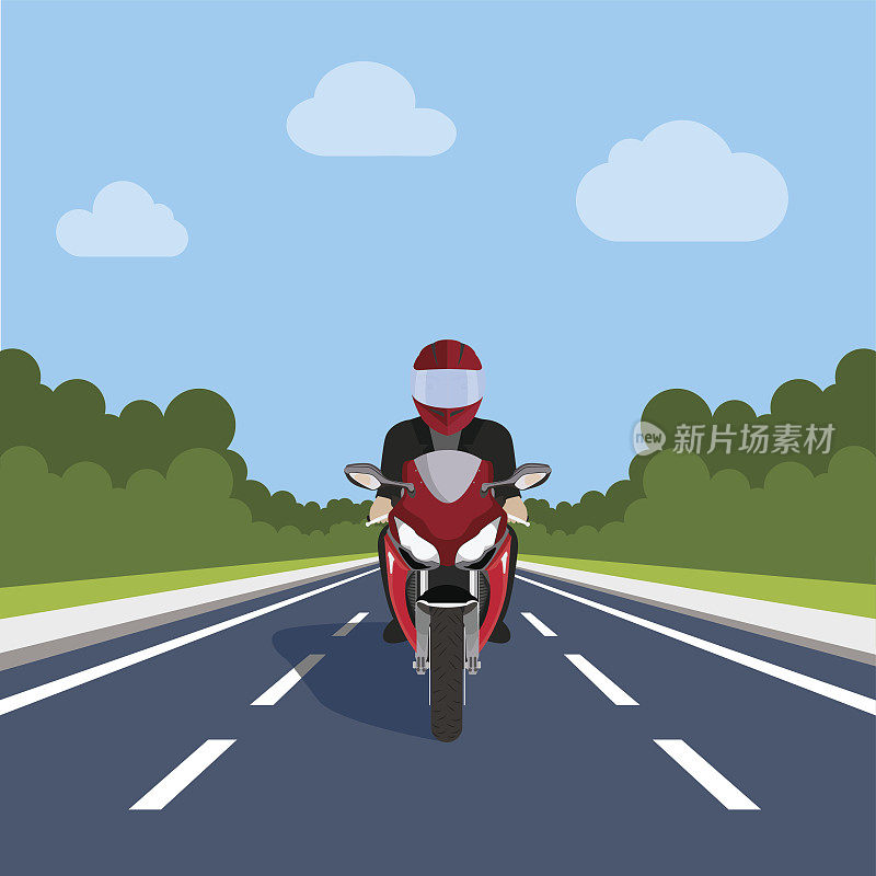 男人在高速公路上骑摩托车，运动摩托车