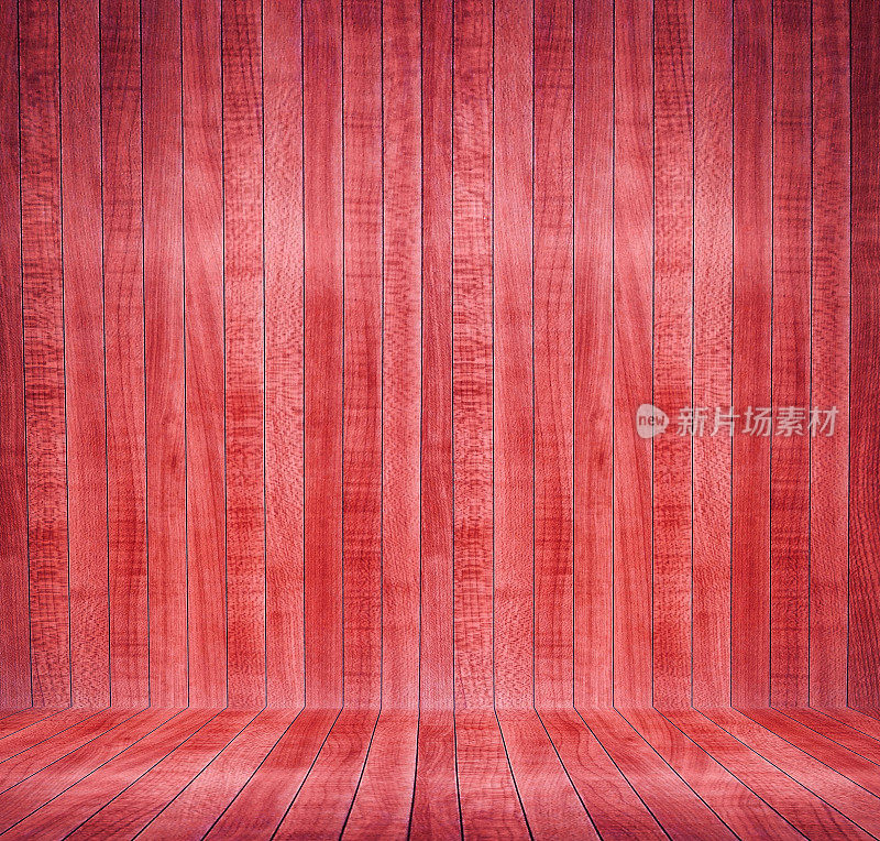 抽象的室内与红色拼花木地板