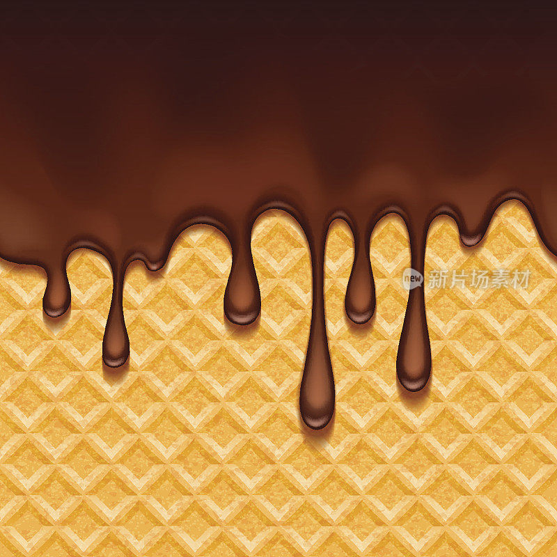 威化和融化的巧克力-矢量背景