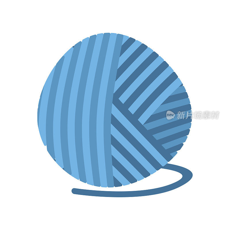 蓝色的线球。一捆用于编织的羊毛