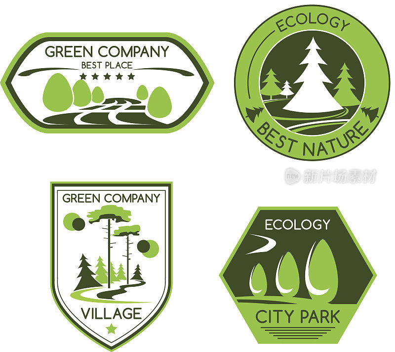 绿色自然生态公司矢量图标集