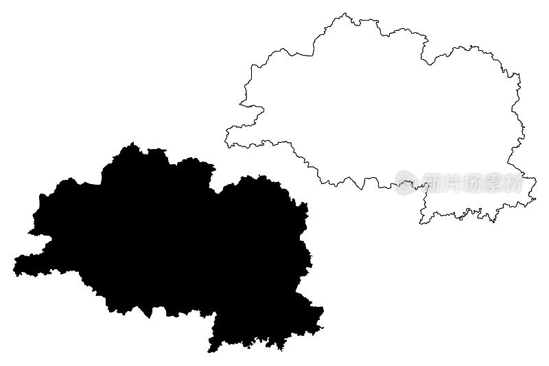 维捷布斯克地区(白俄罗斯共和国，白俄罗斯或白俄罗斯，白俄罗斯地区)地图矢量插图，涂鸦草图维捷布斯克Voblast或维捷布斯克州地图